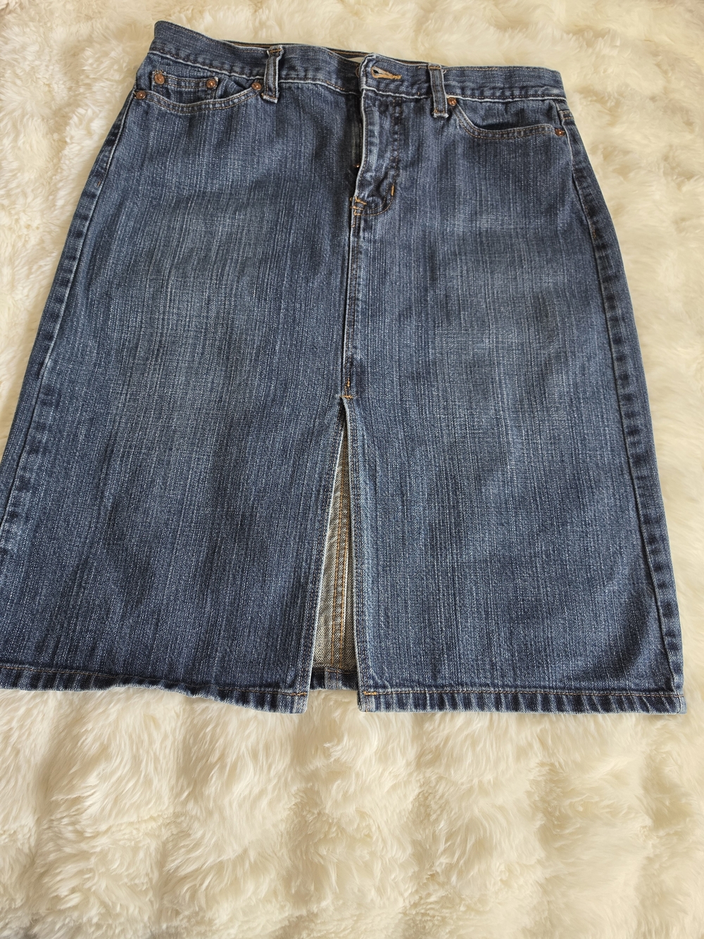 Vintage GAP Denim Midi Skirt with Front Slit - Blue - Picture 2 of 11